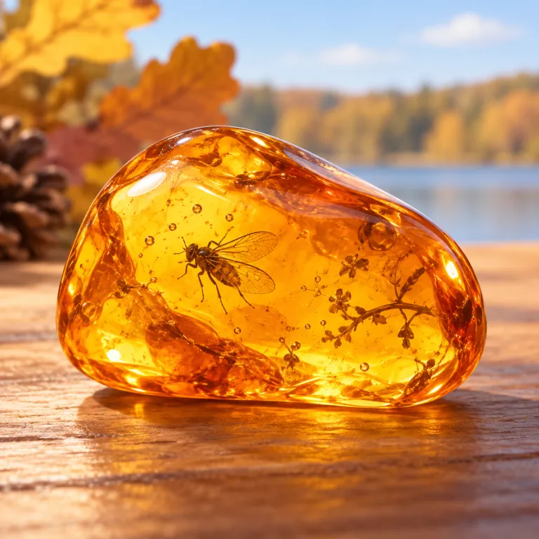 amber（琥珀色・noun）の覚え方イラスト