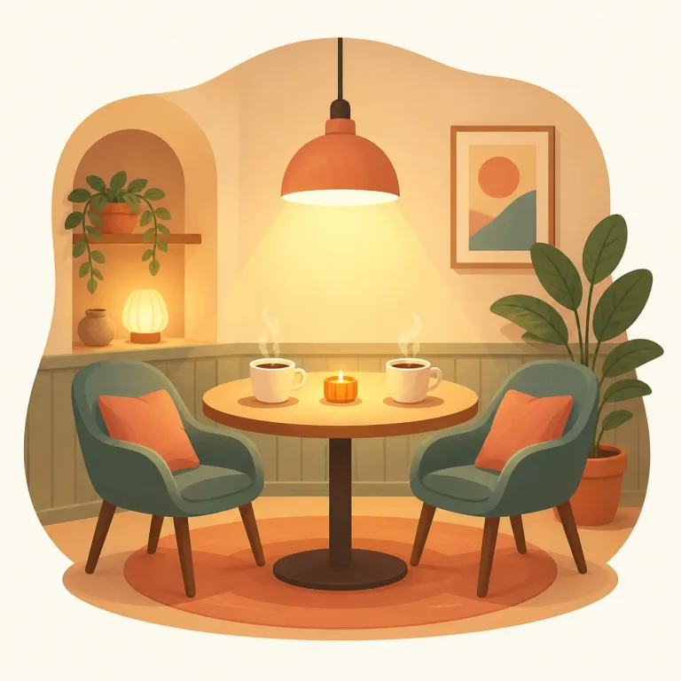 ambiance（雰囲気・名詞）の覚え方イラスト — ambient「周囲に漂う、空間を満たす」を知っていると覚えやすい語