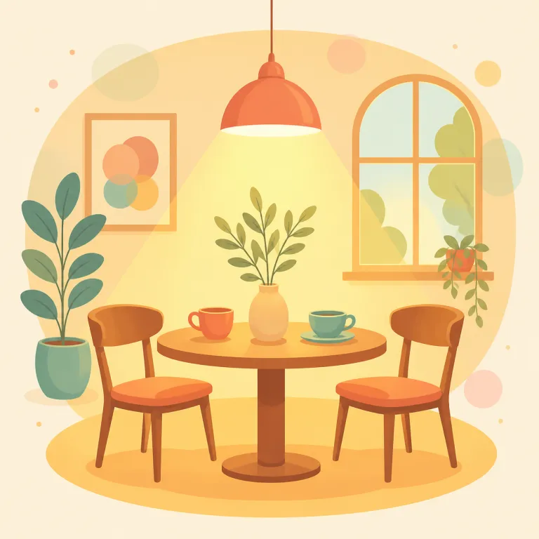 ambience（雰囲気・名詞）の覚え方イラスト — ambient（周囲の、環境の）とセットで覚えると定着しやすい語