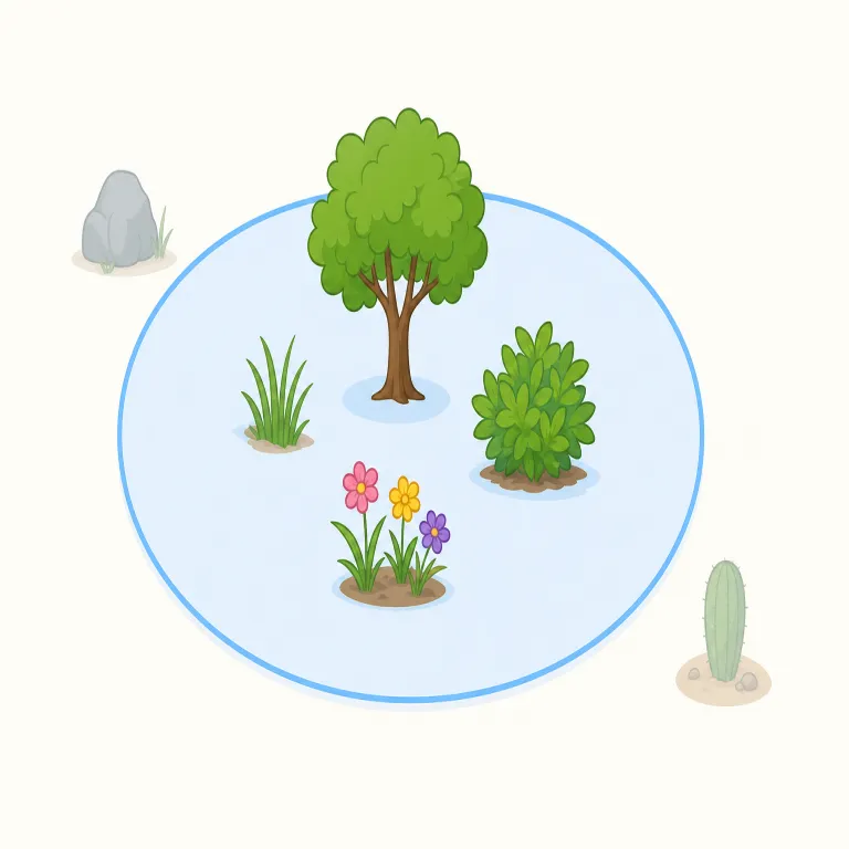 ambit（範囲・名詞）の覚え方イラスト — ambit は range や scope に近いですが、特に「法律・制度・権限・議論が及ぶ枠内」を言う堅めの語だと押さえると覚えやすいです