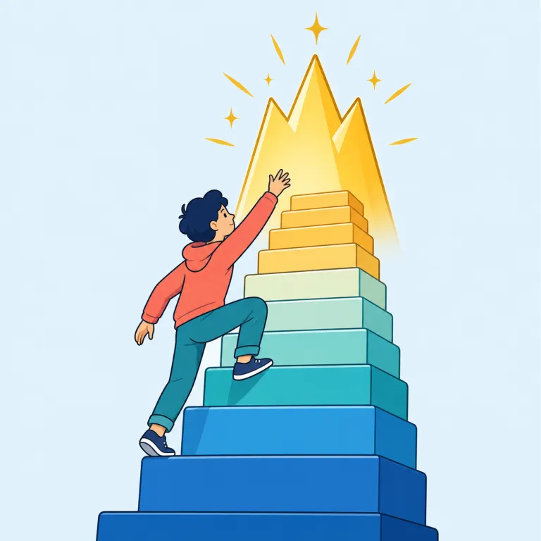 ambitiously（野心的に・副詞）の覚え方イラスト — ambitiously は ambitious の副詞なので、まず ambition「大きな目標・成功志向」と同じ語族でまとめて覚えると定着しやすいです