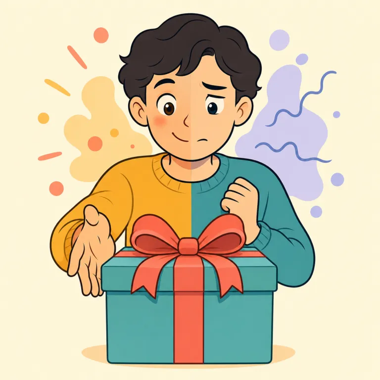 ambivalence（相反する気持ちが同時にあること・名詞）の覚え方イラスト — まず ambivalent を知っていると覚えやすく、-ence が付いて「その状態」になった名詞だと押さえる