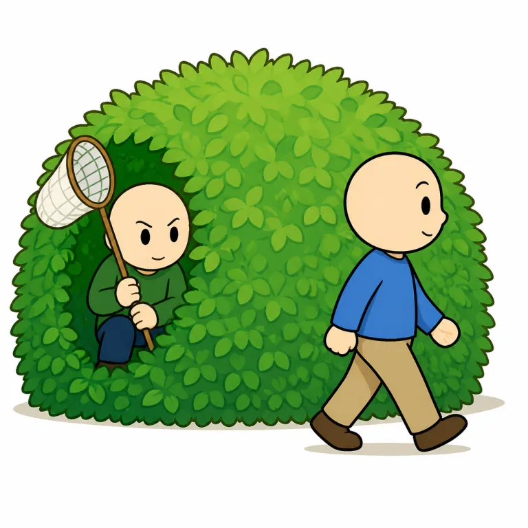 ambush（待ち伏せする・verb）の覚え方イラスト