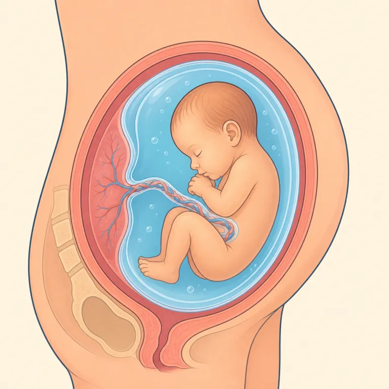 amniotic（羊膜の・形容詞）の覚え方イラスト — まずは単独で覚えず、amniotic fluid（羊水）と amniotic sac（羊膜嚢）の2つのセットで固定すると残りやすい語です