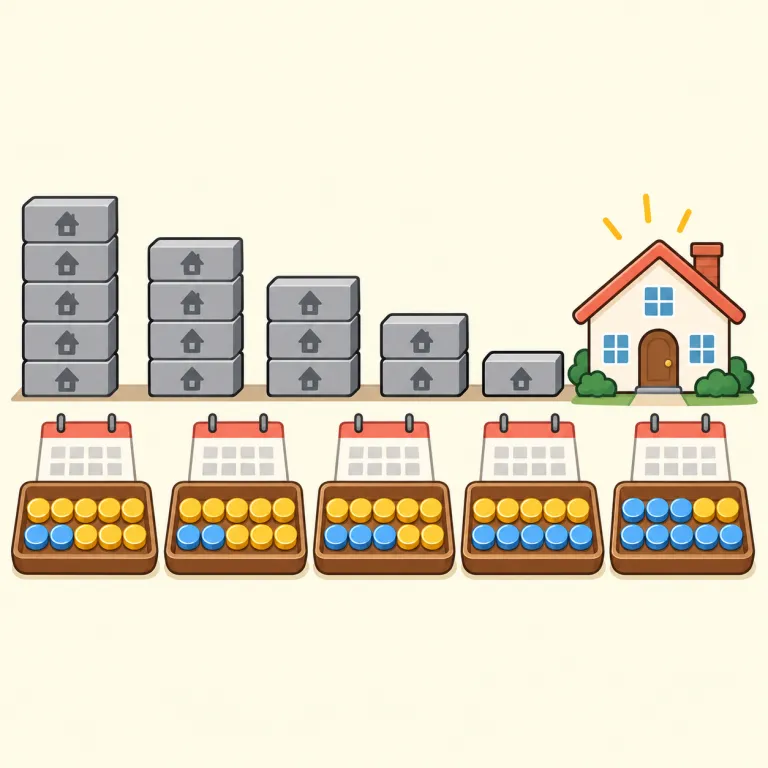 amortization（分割返済・noun）の覚え方イラスト