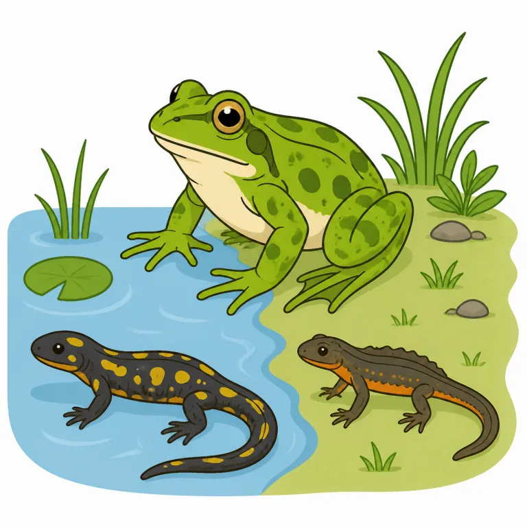 amphibia（両生類・noun）の覚え方イラスト