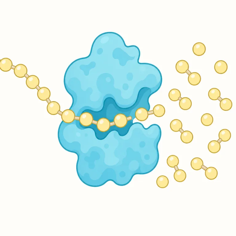 amylase（アミラーゼ・名詞）の覚え方イラスト — amylase は「アミラーゼ」という酵素名そのものとして覚えるとよい語です