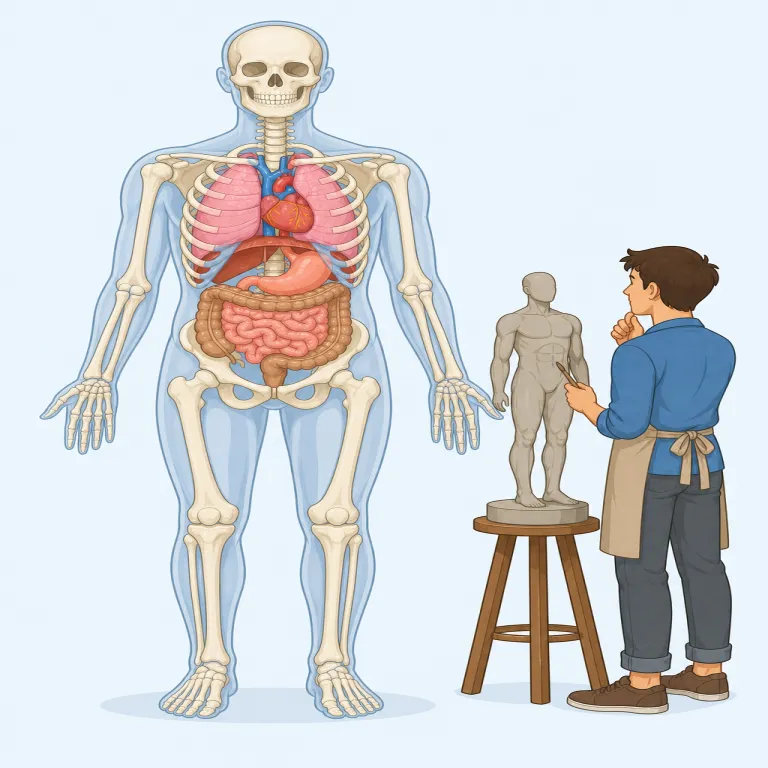 anatomically（解剖学的に・副詞）の覚え方イラスト — anatomy（解剖学・体の構造）が分かれば覚えやすい語です