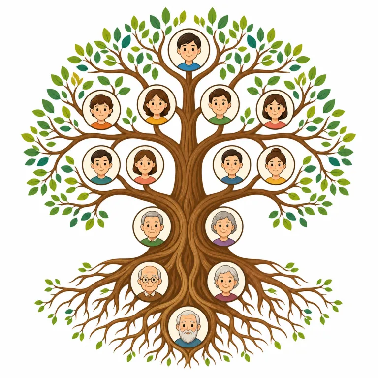 ancestry（家系・noun）の覚え方イラスト