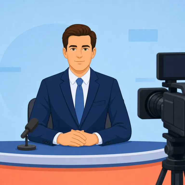 anchorman（男性キャスター・名詞）の覚え方イラスト — anchor は船をその場につなぎ留める「いかり」です
