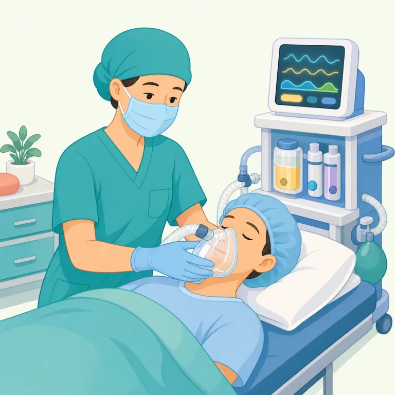 anesthesiology（麻酔学・名詞）の覚え方イラスト — まず中心の `anesthesia`（麻酔）を確実に押さえるとよいです