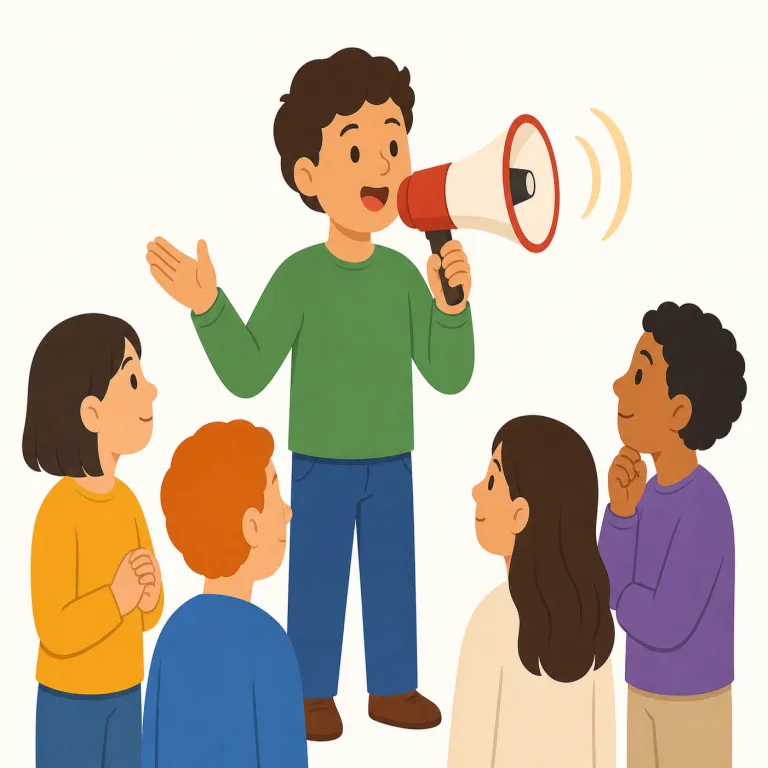 announce（告げる・verb）の覚え方イラスト