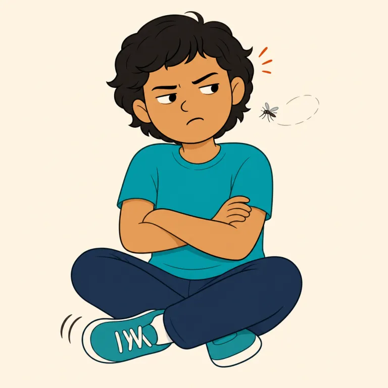 annoyed（いら立った・形容詞）の覚え方イラスト — 動詞 annoy（いらいらさせる）の過去分詞が形容詞化した語