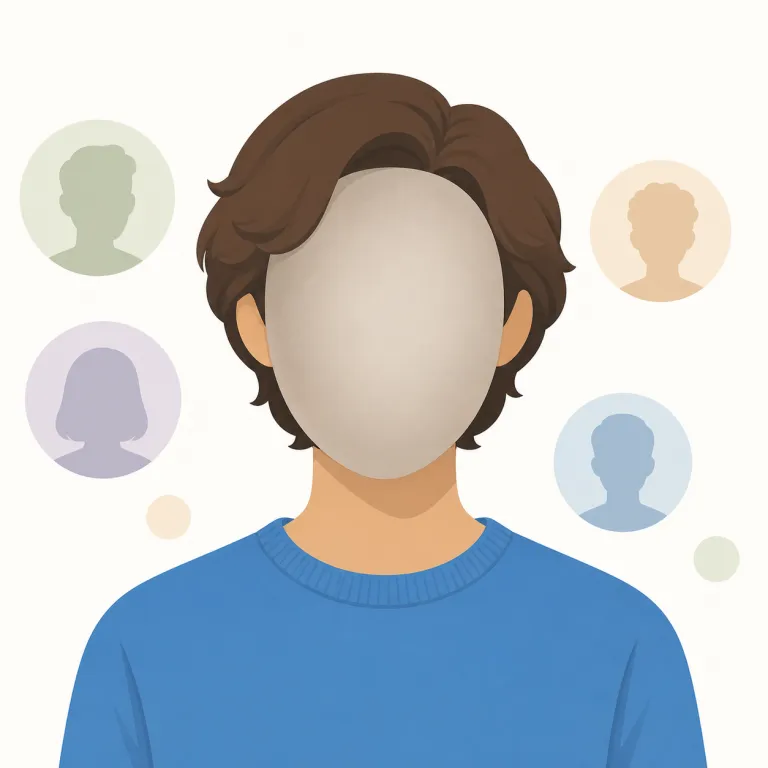anonymous（匿名・形容詞）の覚え方イラスト — anonymous は an-「ない」+ -onym「名前」で、「名前を出さない」状態を表します
