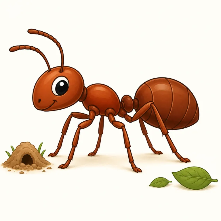 ant（アリ・名詞）の覚え方イラスト — ant は最重要の基本語なので、単体の形より「集団で働く小さい虫」の場面で覚えると定着しやすいです