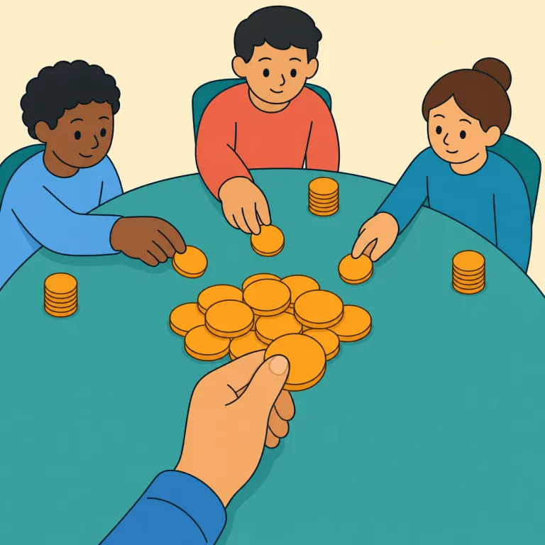 ante（賭け金・名詞）の覚え方イラスト — ante はラテン語系の「前」を表す要素で、勝負の前に出すお金と結びつける