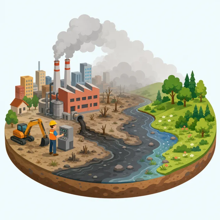 anthropogenic（人為的な・形容詞）の覚え方イラスト — anthropology（人類学）の anthropo- が見えたら、まず「人間が関わる」とつなげると覚えやすい