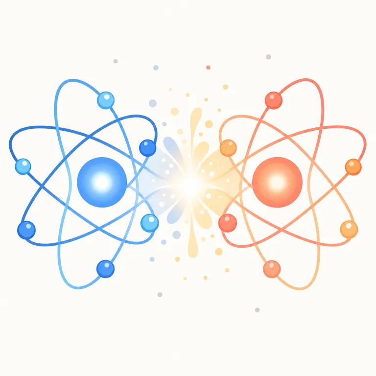 antimatter（反物質・名詞）の覚え方イラスト — anti- は antiwar などと同じ「反対の」、matter は physics の文脈で「物質」
