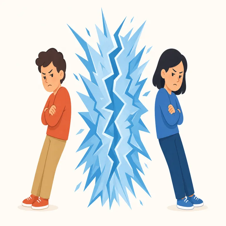 antipathy（反感・名詞）の覚え方イラスト — sympathy（同情）や empathy（共感）は、相手に気持ちが寄っていく語
