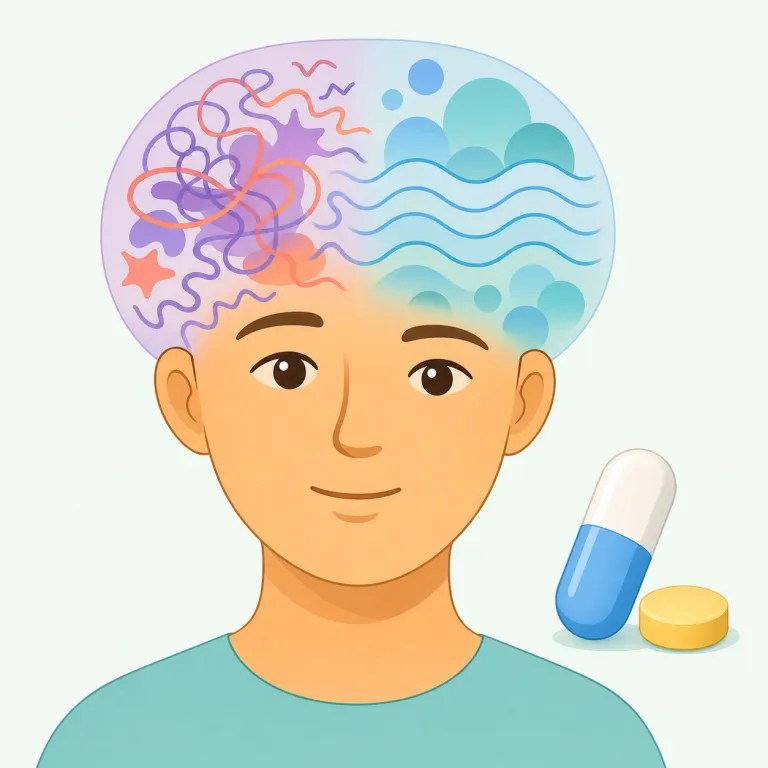 antipsychotic（抗精神病薬・名詞）の覚え方イラスト — anti- は antibiotic などでも見る「〜に対抗する」