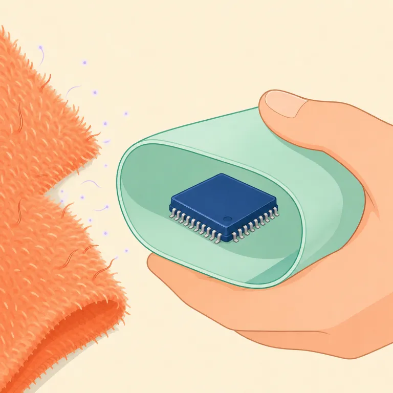 antistatic（静電気防止の・形容詞）の覚え方イラスト — anti-「防ぐ」と static electricity「静電気」の static を合わせた語です