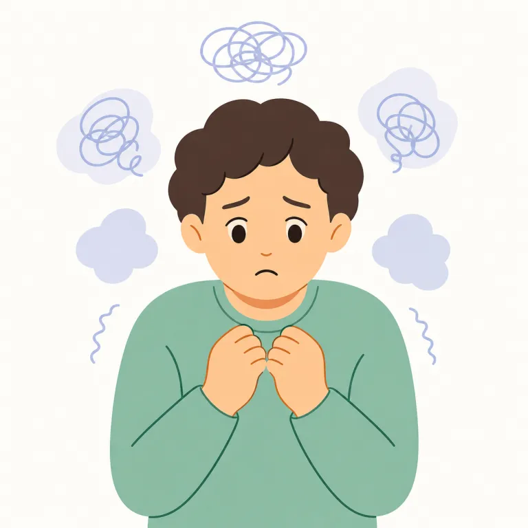 anxiety（不安・名詞）の覚え方イラスト — anxious（不安な）を名詞にした形が anxiety