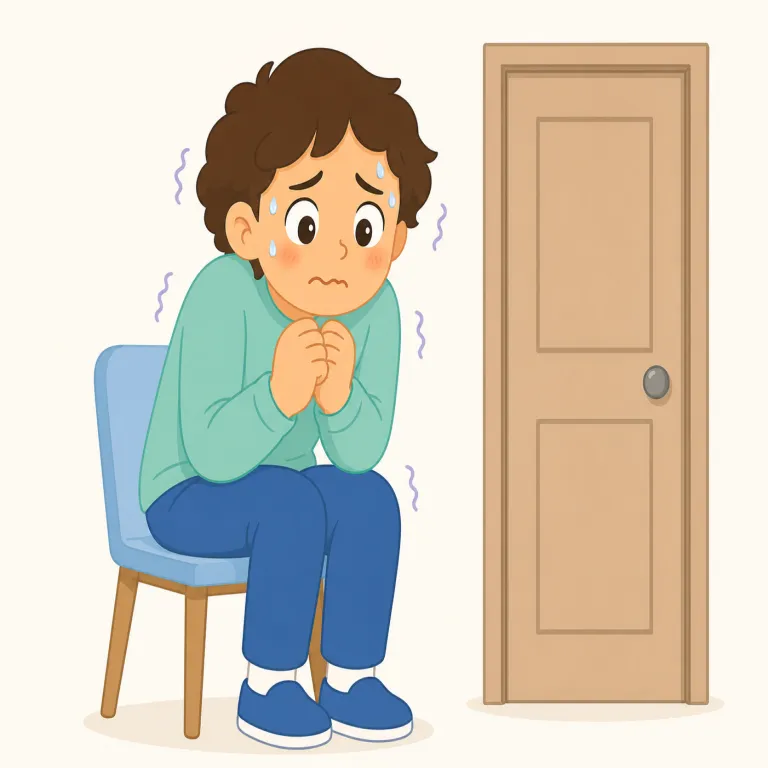 anxiouslyの覚え方イラスト