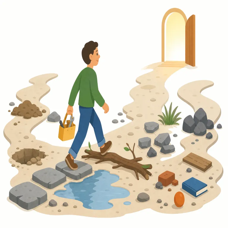 anyhow（とにかく・副詞）の覚え方イラスト — `any + how` を「どんな流れになっても」と捉えると、細部の説明を打ち切って `Anyhow, ...` と仕切り直す感覚がつかみやすいです