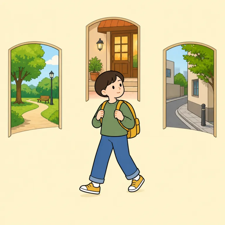 anywhere（どこかに・adverb）の覚え方イラスト