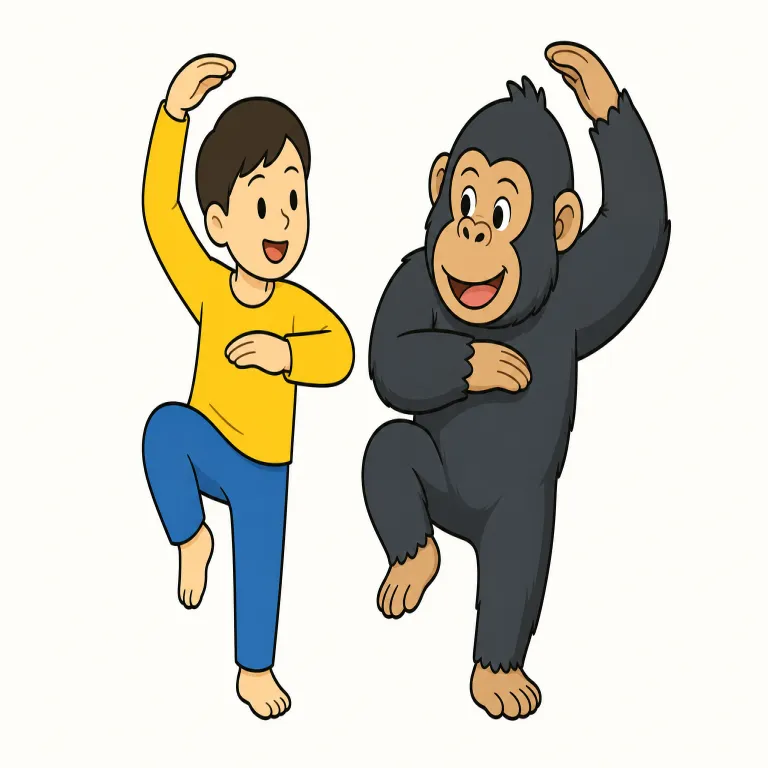 ape（まねする・verb）の覚え方イラスト