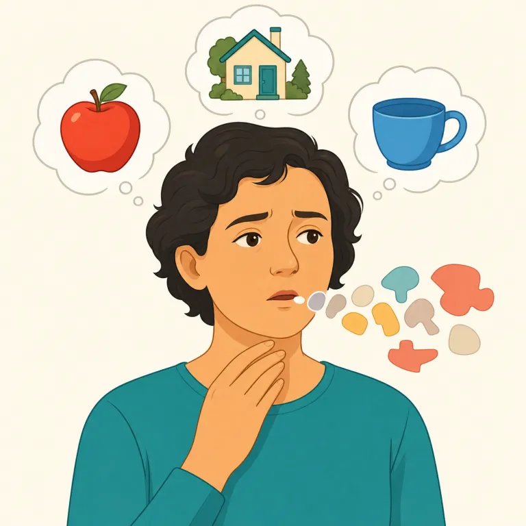 aphasia（失語症・名詞）の覚え方イラスト — まず amnesia を思い出すと覚えやすい