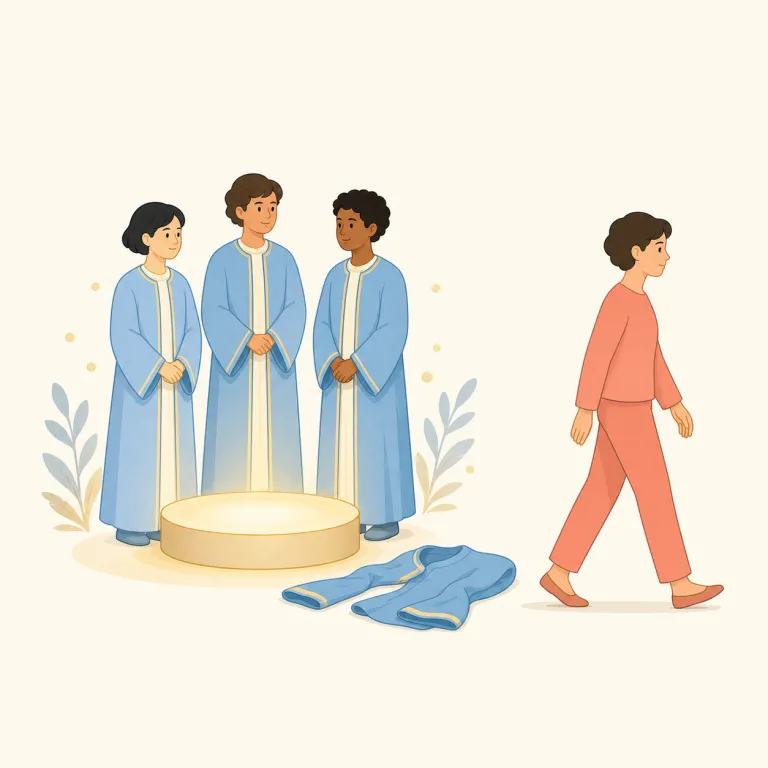 apostasy（背教・名詞）の覚え方イラスト — apostasy は「それまで属していた信仰・陣営から離反する」場面とセットで覚えると残りやすい語