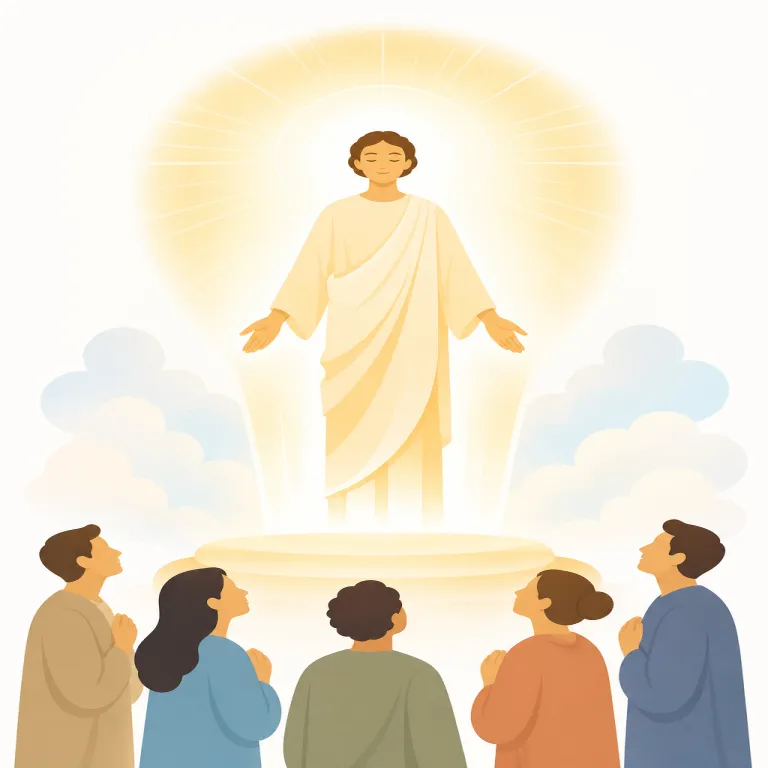 apotheosis（神格化・名詞）の覚え方イラスト — theology や atheist で見かける theo/theos が「神」を連想させるので、apotheosis はまず「神のレベルまで引き上げる」と押さえると覚えやすいです