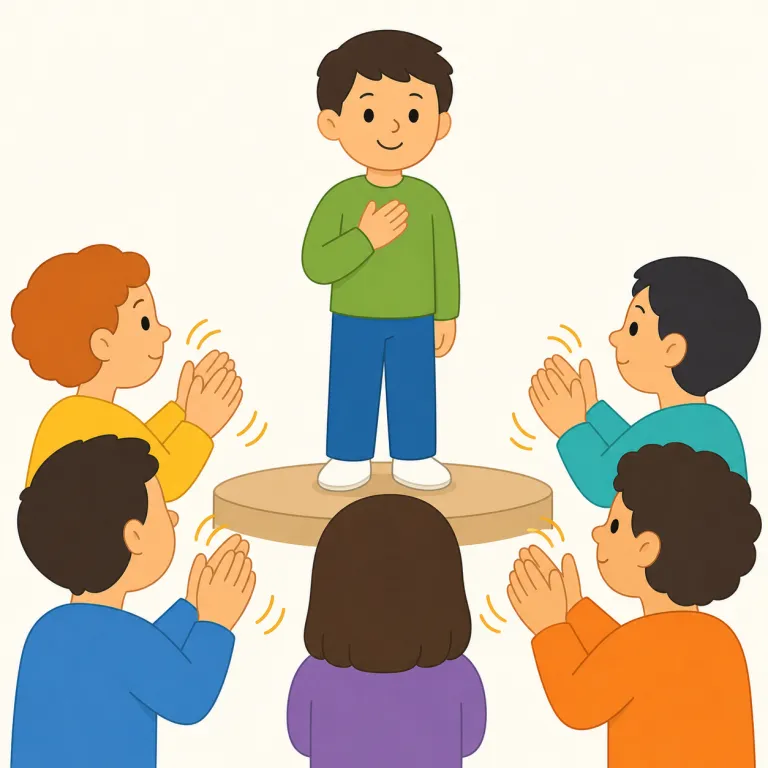 applaud（拍手する・動詞）の覚え方イラスト — applaud の「拍手する」は、clap（手をたたく）と applause（拍手・喝采）を結びつけると覚えやすいです