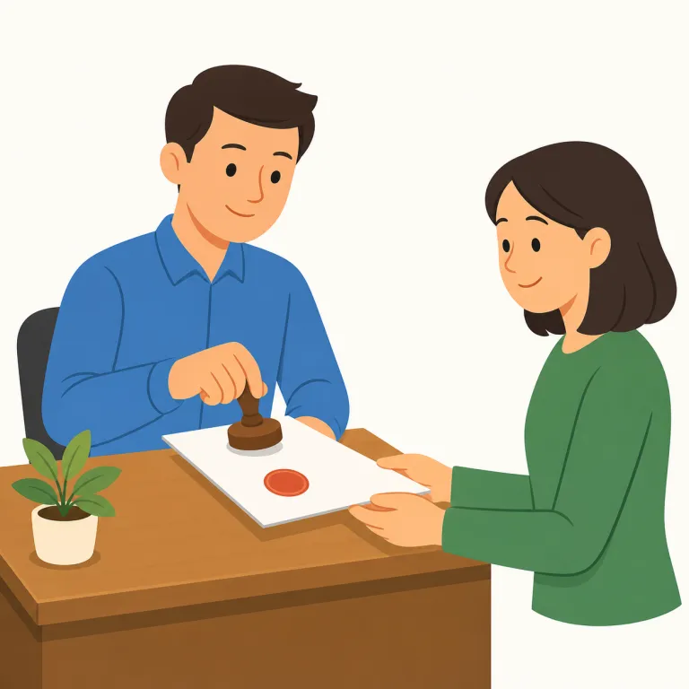 approval（承認・名詞）の覚え方イラスト — この approval は「賛成」そのものではなく、上司・委員会・役所など権限を持つ相手が正式にOKを出す「承認」として覚えます