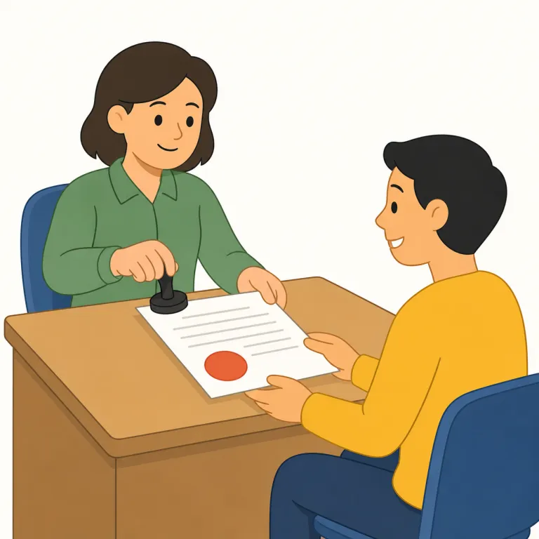 approve（承認する・動詞）の覚え方イラスト — この approve は「賛成する」という気持ちの表明ではなく、権限を持つ人や機関が計画・申請・予算などに正式なOKを出す意味です