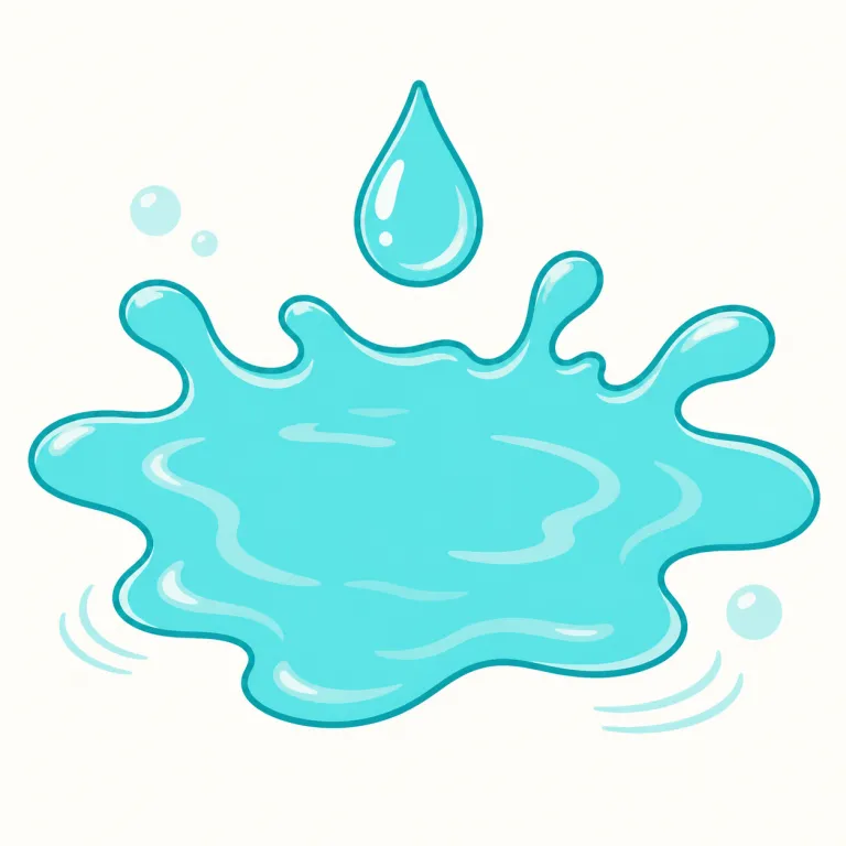 aqua（水色・名詞）の覚え方イラスト — aqua はラテン語で水を表す語に由来し、aquarium（水族館）や aquatic（水生の）にも共通する