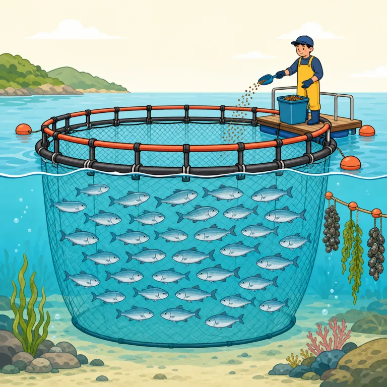 aquaculture（養殖業・名詞）の覚え方イラスト — aqua- は aquarium（水族館）にも出る「水」のイメージ、culture は agriculture（農業）や horticulture（園芸）にある「育てる・栽培す…
