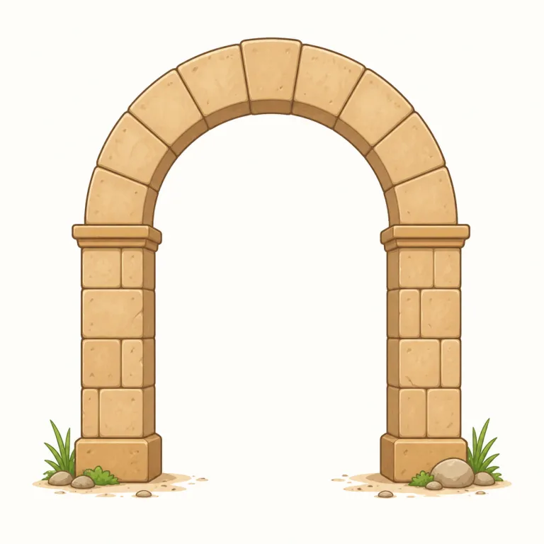 arch（アーチ・名詞）の覚え方イラスト — 名詞の arch は、線としての arc よりも「実際に人や水路が下を通れる立体構造」として覚えると区別しやすいです