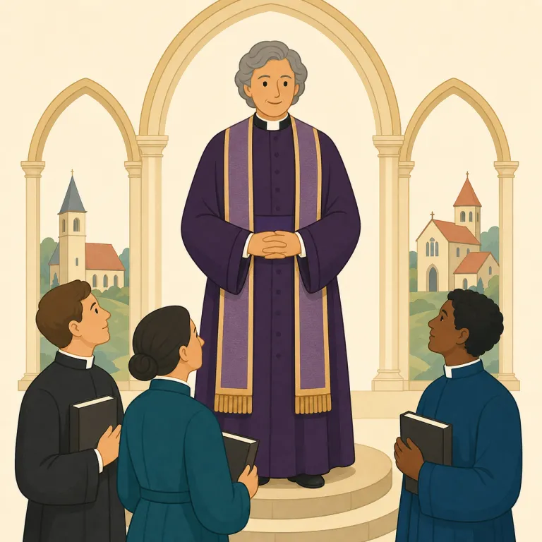 archdeacon（大執事・名詞）の覚え方イラスト — arch- は archbishop などにも出る「上位・長」の目印、deacon は教会の職名です