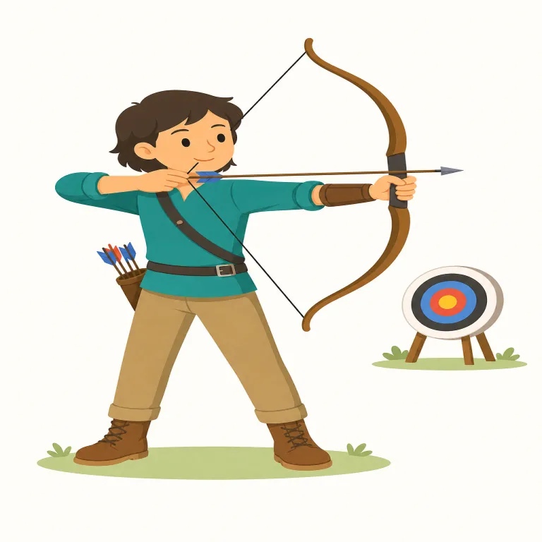 archer（射手・名詞）の覚え方イラスト — archery（アーチェリー）を知っていれば、その競技をする人が archer と押さえるのが最短です