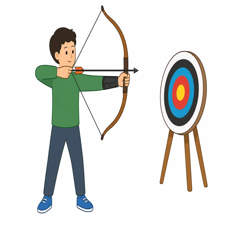 archery（アーチェリー・名詞）の覚え方イラスト — archer（弓を射る人）を知っていれば、archery は「射手がすること・競技」と広げて覚えると定着しやすいです