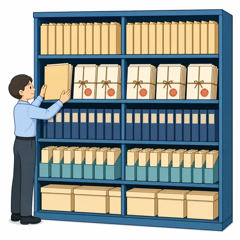 archive（公文書・noun）の覚え方イラスト