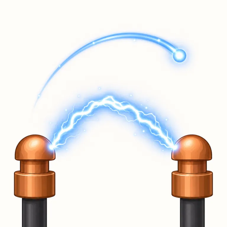 arcing（弧を描いて進む、アーク放電を起こす・動詞）の覚え方イラスト — まず -ing を外して arc を思い出すと覚えやすいです
