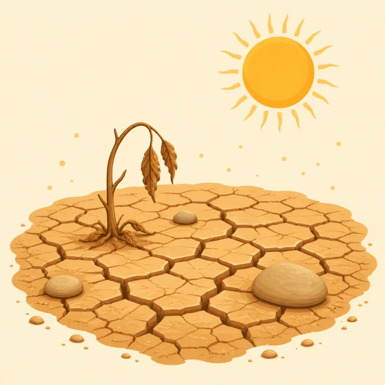 arid（乾燥した・形容詞）の覚え方イラスト — ラテン語の「乾いた」を意味する語に由来する