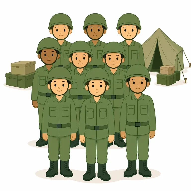 army（陸軍・名詞）の覚え方イラスト — army を「陸軍」と覚えるときは、navy（海軍）と air force（空軍）との並びで整理すると定着しやすくなります