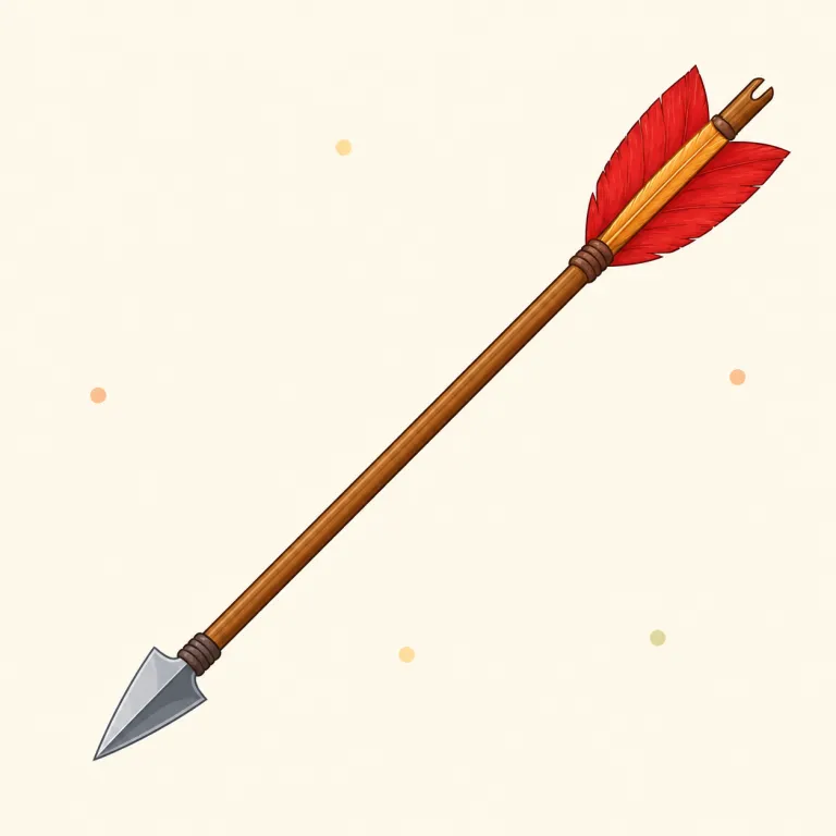 arrow（矢・名詞）の覚え方イラスト — arrow は、弓から放たれて目標へ飛ぶ細長い「矢」としてまず覚えます