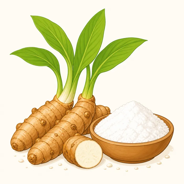 arrowroot（クズウコンでんぷん・名詞）の覚え方イラスト — arrowroot は arrow + root と見えるので、まず「根(root)由来のもの」と押さえると品詞と意味が定着しやすいです