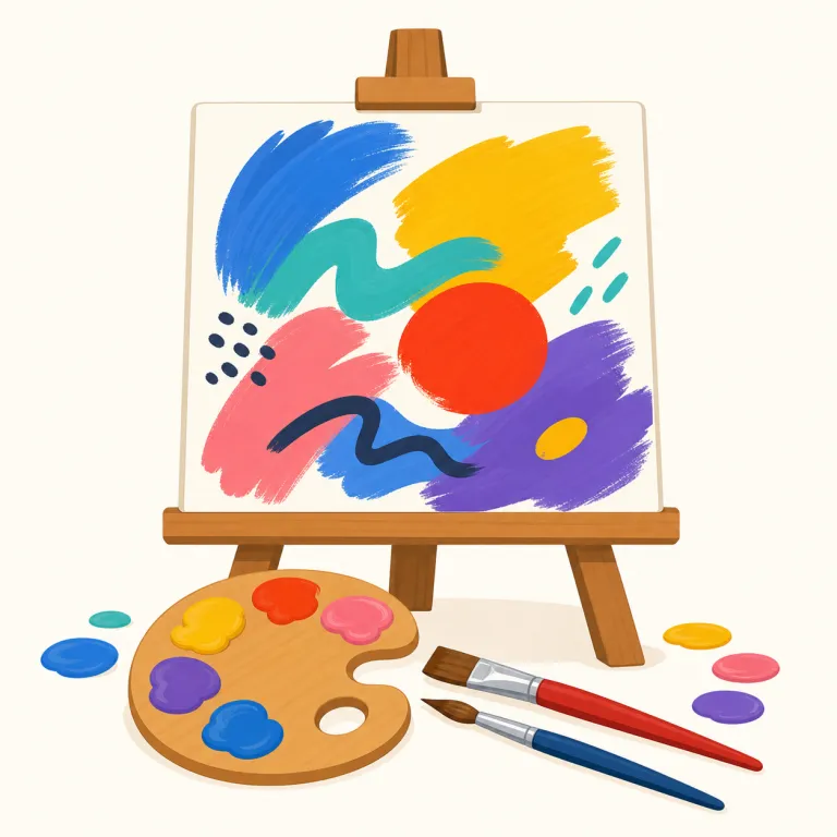 art（アート・名詞）の覚え方イラスト — art は日本語の「アート」とかなり近く、art museum, art class, digital art, modern art のように、作品・制作・展示の世界と結びつけると覚えやすいです