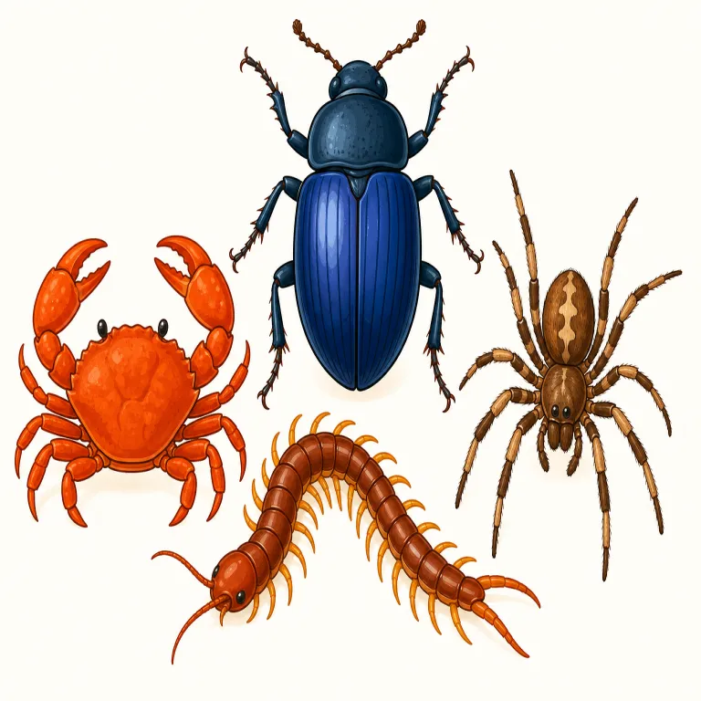 arthropod（節足動物・名詞）の覚え方イラスト — insect だけでなく、spider や crab まで含む広い箱だと押さえると覚えやすい